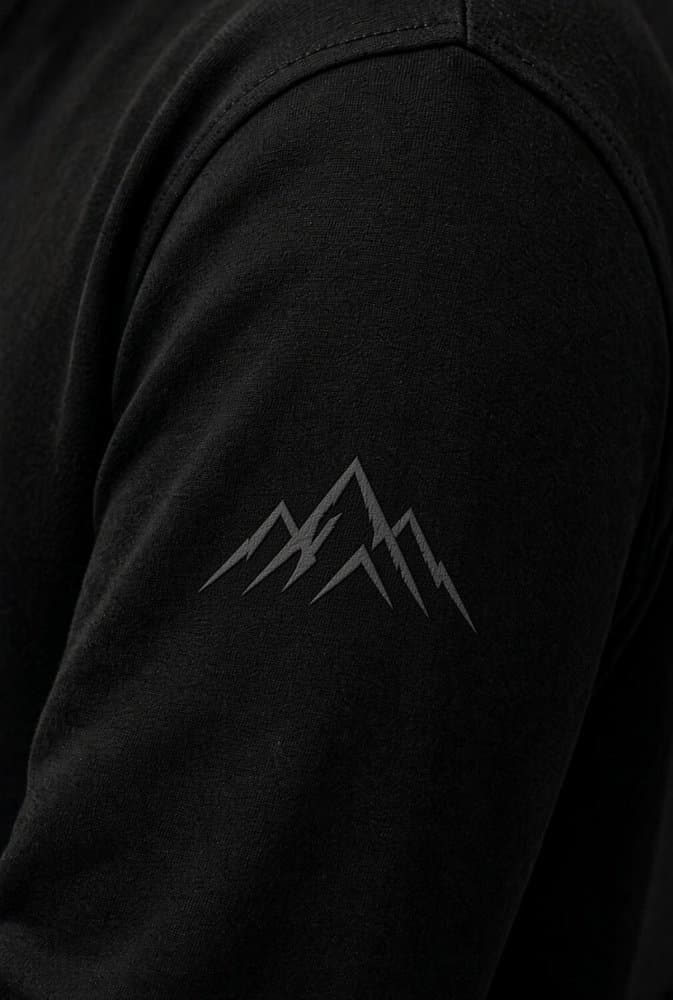 Black tee, silver mountain mark
